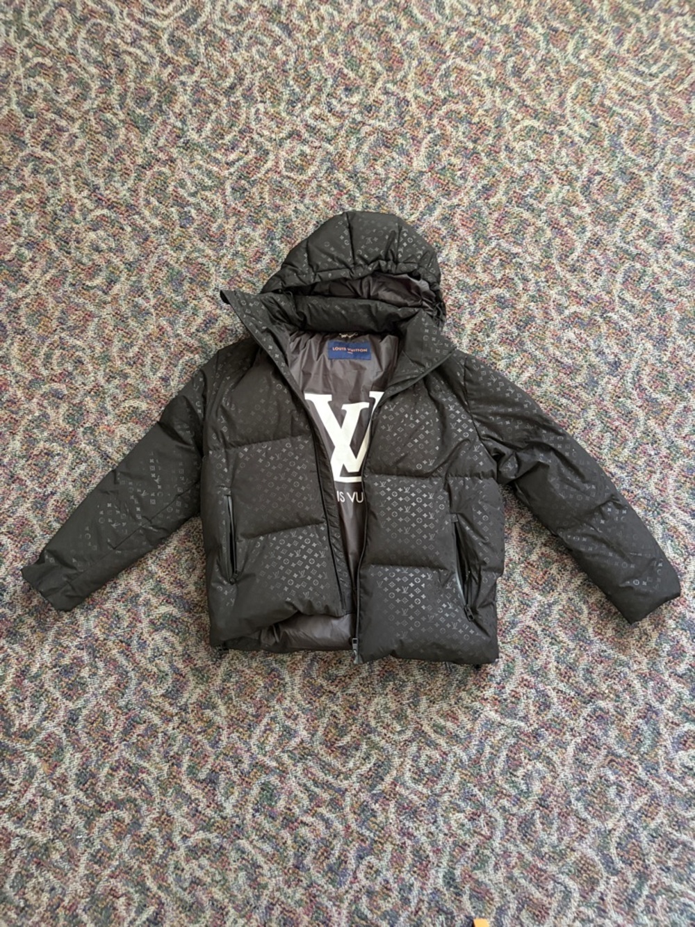 Louis Vuitton Black Monogram Quilted Hooded Puffer Jacket